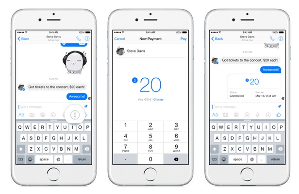 ,Facebook,Facebook Messenger能进行转账了！