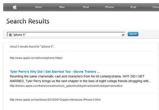 74224927.jpg ,Apple,苹果官网搜索结果确认新手机命名为iPhone 5