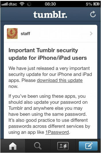 ,Twitter,平板电脑,Yahoo,注意！轻博客Tumblr有漏洞，请更新