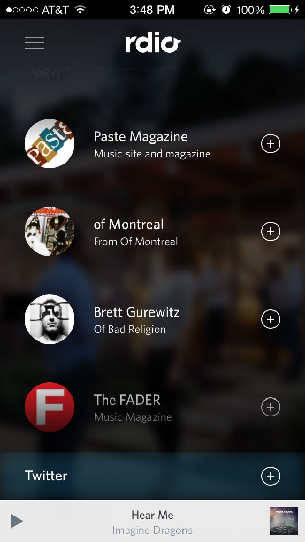 Rdio的“Find People”选项 ,Apple,Facebook,Google,平板电脑,听或不听?那是一种选择:四大流媒体音乐服务比较