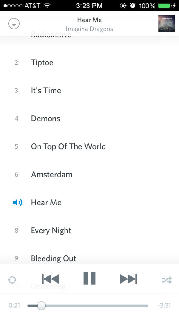 Rdio的歌曲播放界面 ,Apple,Facebook,Google,平板电脑,听或不听?那是一种选择:四大流媒体音乐服务比较