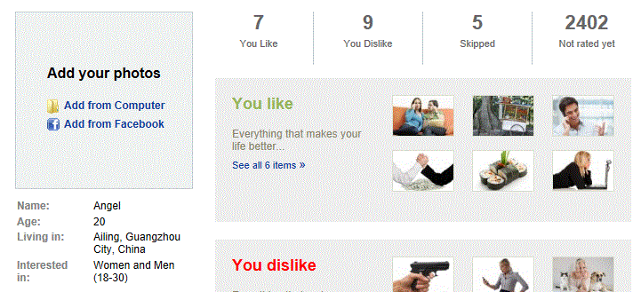 个人简介页面 ,社交网络,创业者,交友网站YouLike认为找到爱 情 的关键是厌恶