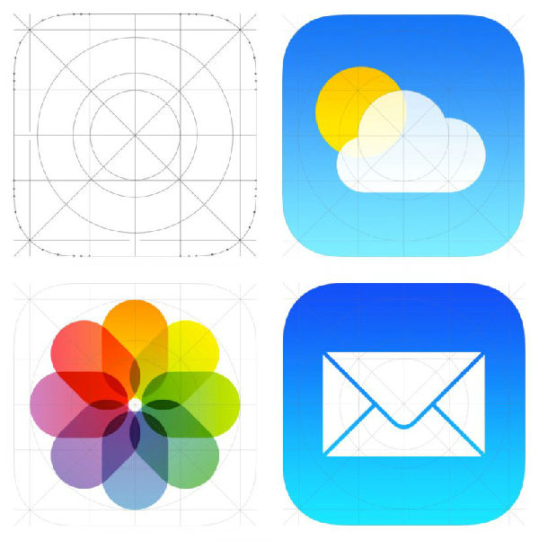 ios 7 icon grid.jpg� ,Apple,操作系统,iPhone饱受争议的新面貌:原来是老的苹果设计在作祟