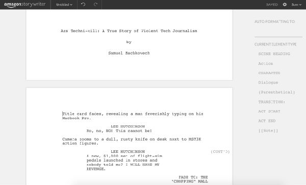,亚马逊鼓励编剧把剧本发送到亚马逊的免费应用Storywriter上