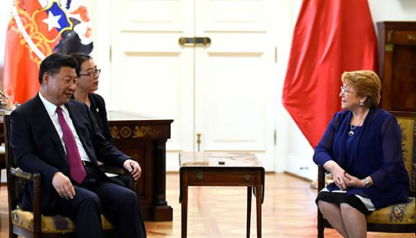 ,习近平晤智利总统巴切莱特 建立全面战略伙伴关系