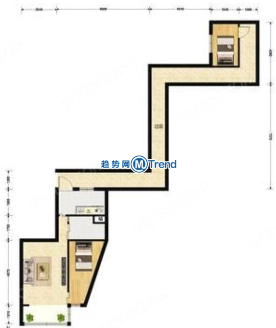 上海一带一路两居户型带跑道二手房.jpg ,上海惊现神户型:上海一套二手房火了!奇葩神户型图盘点