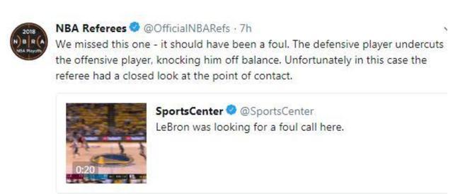 ,社交网络,骑士又蒙冤，裁委会承认詹姆斯被库里犯规遭漏判，追分势头被扼制