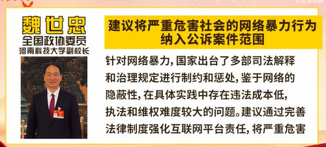 委员建议将严重网暴纳入公诉案件