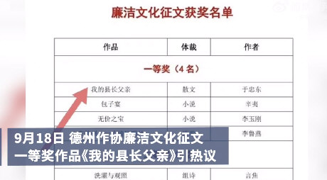 《我的县长父亲》获奖信息遭删除