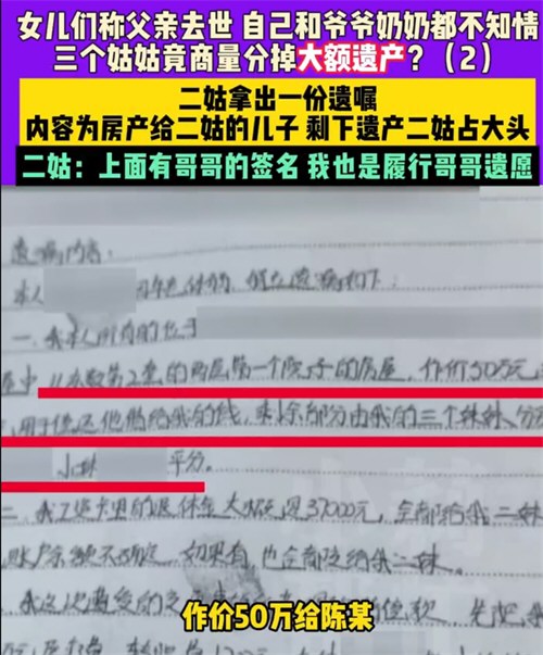 女子不知父亲去世3个姑姑分掉遗产 女子不知父亲去世3个姑姑分掉遗产