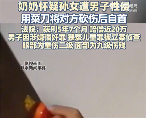 奶奶疑孙女遭性侵砍人后获刑5年半