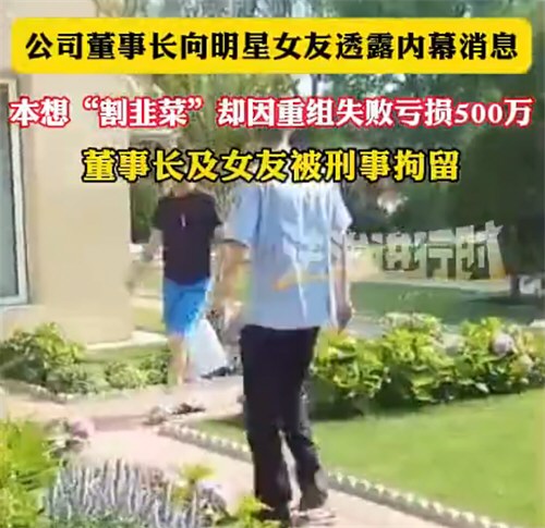 董事长和明星女友内幕交易被刑拘