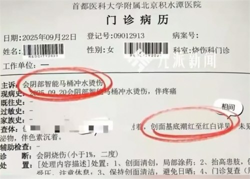 智能马桶喷出开水女子被烫伤私处