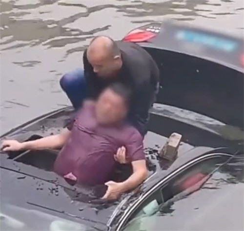 奥迪车主为躲闯红灯电动车不慎坠河