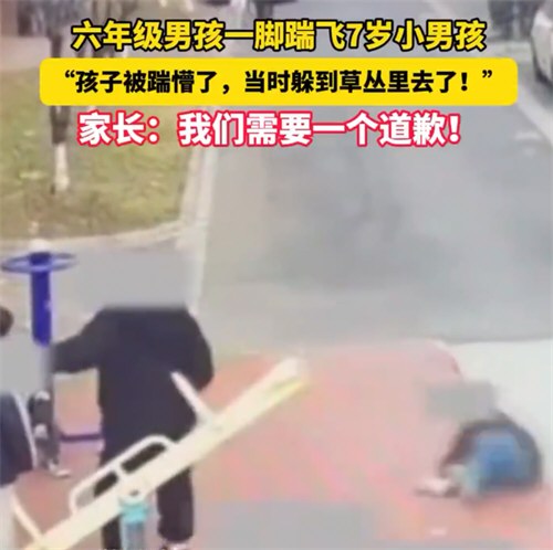 六年级男生一脚踹飞7岁小男孩 六年级男生一脚踹飞7岁小男孩