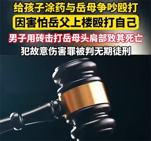 因给孩子涂药争吵男子用砖砸死岳母