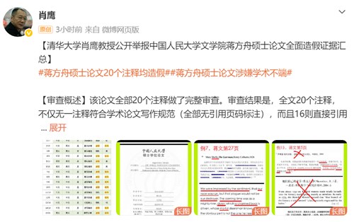 清华教授举报蒋方舟论文造假