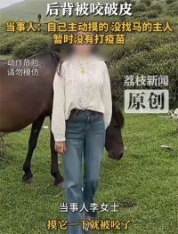 女子在景区摸马肚子被狠咬一口 女子摸马肚被咬