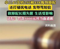 小三47次转250和438侮辱原配 小三转侮辱数字金额法院判罚5千