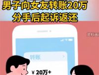 男子转账备注自愿赠与分手起诉返还 向女友转账20万分手后起诉返还