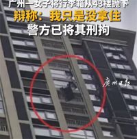 女子将行李箱从43楼抛下辩称没拿住 女子将行李箱从43楼抛下被刑拘