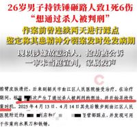 男子持铁锤砸人致1死6伤家属发声 持铁锤砸路人致死男子有精神分裂症