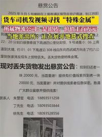 货车司机弄丢13块银砖 每块悬赏2万 货运途中丢失价值170万银砖