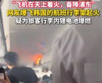 飞韩国的航班行李架起火 杭州至韩国飞机客舱突发火情