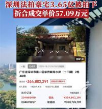 神秘富豪3.65亿捡漏深圳豪宅 深圳一独栋别墅法拍3.64亿元成交