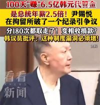 尹锡悦拘留所里100天赚6.5亿 尹锡悦被拘百天赚总统年薪2.5倍