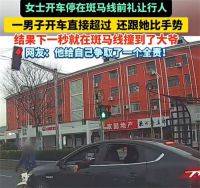 男子朝礼让行人司机竖中指后撞到路人 女子回应礼让行人被竖中指