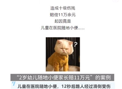 2岁幼儿随地小便家长被判赔11万 幼童就地小便致人摔倒伤残