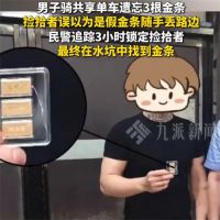 男子捡3根金条以为假的随手扔掉 民警追踪3小时锁定捡拾者